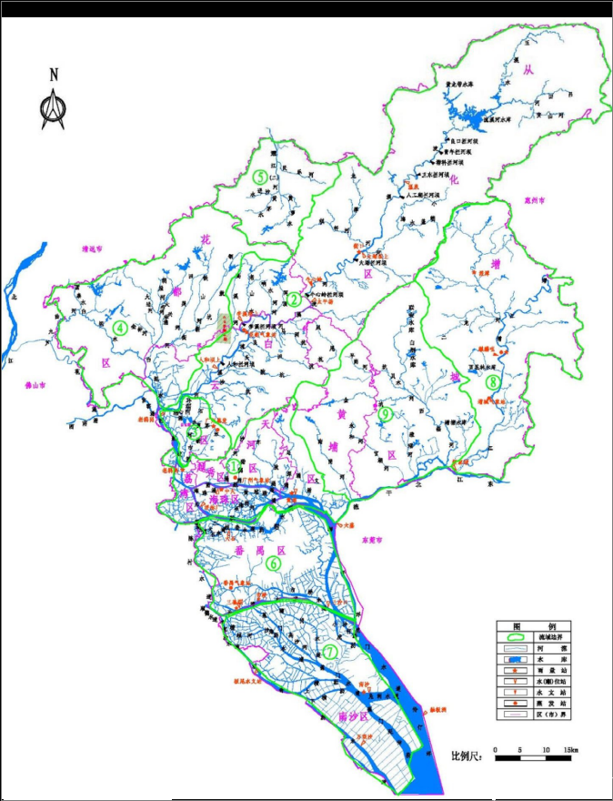 广州市水系流域分布图