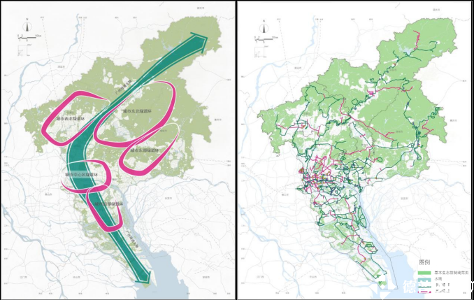 广州市绿道网升级规划空间结构图