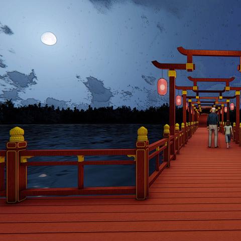 西安大明宫夜游景观浮桥
